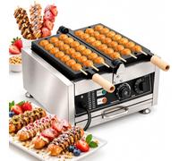 Gofrera de 2 kW para hacer gofres de maíz, con mango de hierro | Gofrera para barras de gofres con molde plegable de 2 kW y temperatura ajustable de 50 a 300 °C para 3 tallos al mismo tiempo