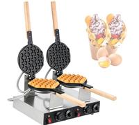 Gofrera De Doble Cabezal, Máquina Eléctrica Comercial Para Hacer Gofres De Huevo De 1400 W, Gofrera De Acero Inoxidable Giratoria De 180° Con Control De Temperatura Y Temporizador.