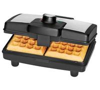 Clatronic WA 3606 - Gofrera máquina para hacer gofres belgas, plato 21.5 X 13.5 cm, placa antiadherente, termostato regulable, 1200 W, acero inoxidable