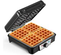 Gofrera Eléctrica, 4 Gofres Belgas a la vez, Revestimiento Antiadherente, Waffle Maker, Temperatura Ajustable, Maquina de Gofres, Mango Cool Touch, 1200W Plancha de Gofresa