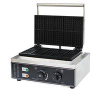 Gofrera para gofres belga 1500 W, revestimiento antiadherente, 10 discos, gofrera eléctrica cuadrada, 50-300 °C, con temporizador de 0-5 min para panaderías, restaurantes