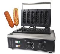 Gofrera profesional de acero inoxidable, 1500 W, gofres profesionales en el palo, para gofres en el mango, 6 gofres/perros calientes en 5 minutos