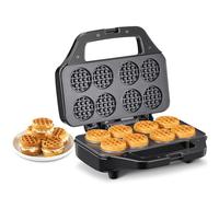 Gofrera Reemix - Mini gofrera para 8 gofres de 4,8 cm, diseño compacto con superficie antiadherente, fácil de usar, calentamiento rápido, ideal para desayunos y meriendas, color negro