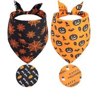 Gofshy Bandanas de Halloween para perro, grandes, 2 unidades, bufandas triangulares reversibles para perros con calabaza, araña, murciélago, fantasma, pañuelos para cachorros de otoño, pañuelo para