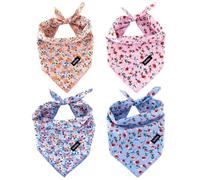 Gofshy Bandanas extragrandes para perro, 4 unidades, bandana para cachorros, naranja, rosa, azul, estampado floral, babero para perro, pañuelo, bufanda, accesorios para perros grandes, regalo para