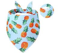 Gofshy Pañuelo refrescante para perro, tamaño grande, 1 pieza, transpirable, triangular, para verano, color azul claro con patrón de piña amarilla, pañuelo de raza ajustable para perros medianos y