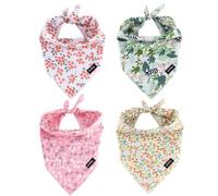 Gofshy Pañuelos para perros de verano y primavera, 4 unidades, rosa, verde, naranja, estampado floral, bufanda para perro, babero, pañuelo para razas para perros pequeños, XS, regalo para mascotas