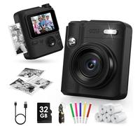 Gofunly Camara Fotos Infantil Instantanea, 2,0" 1080P Camara Fotos Infantil con Tarjeta de 32GB y Papel Fotografia, Juguete Cámara Instantánea Regalos para Niños y Niñas de 3-12 Años (Negro)