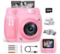 Gofunly Camara Fotos Infantil Instantanea, 2,4 Pulgada 1080P Camara Fotos Infantil con Tarjeta de 32GB y Papel Fotografia, Juguete Cámara Instantánea Regalos para Niños y Niñas de 3-10 Años (Rosa)