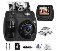 Gofunly Camara Fotos Infantil Instantanea, 2,4 Pulgada 1080P Camara Fotos Infantil con Tarjeta de 32GB y Papel Fotografia, Juguete Cámara Instantánea Regalos para Niños y Niñas de 3-10 Años (Negro)