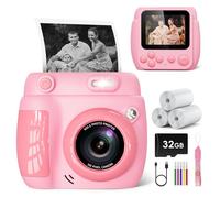 Gofunly Camara Fotos Infantil Instantanea, 2,4 Pulgada 1080P Camara Fotos Infantil con Tarjeta de 32GB y Papel Fotografia, Juguete Cámara Instantánea Regalos para Niños y Niñas de 3-10 Años (Rosa)