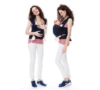 GoFuture® - Pañuelo portabebés con forma de corazón elástico para bebé, 5 m de largo, tejido certificado, alta calidad GoFutureWithLove azul Navi Talla:5 meter lang x 50 cm breit