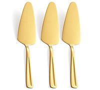 GoGeiLi Juego de 3 Espátulas para Tarta de Acero Inoxidable Dorado, Palas para Servir Postres 24 cm (9.3 Pulgadas), Aptas para Lavavajillas, para Pasteles, Pizza