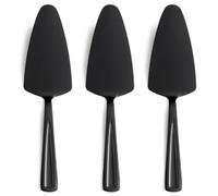 GoGeiLi - Juego de 3 Espátulas para Tarta de Acero Inoxidable Negro, Palas para Servir Postres 24 cm (9.3 Pulgadas), Aptas para Lavavajillas - Ideal para Pasteles, Pizza, Lasaña, Buffet y Cocina