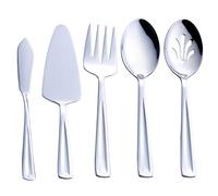 GoGeiLi Juego de 5 Utensilios de Acero Inoxidable para Servir azafatas, Incluye Servidor de Tartas, Cuchara para Servir, Cuchara Ranurada para Servir, Tenedor para Servir y Cuchillo Esparcidor