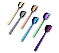 GoGeiLi Juego de 6 Cucharas de Postre - 6 Colores Surtidos - Acero Inoxidable 16,4 cm - Para Helado, Yogur y Frutas - Aptas para Lavavajillas