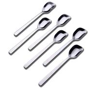 GoGeiLi Juego de 6 Cucharas de Postre Plateadas - Acero Inoxidable 16,4 cm - Para Helado, Yogur, Frutas y Postres - Acabado Pulido - Aptas para Lavavajillas