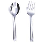 GoGeiLi Juego de cubiertos de ensalada, utensilios de acero inoxidable de 9.5 pulgadas, juego de 2 cucharas y tenedores grandes para ensalada, apto para lavavajillas