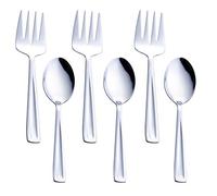 GoGeiLi Juego de cucharas y tenedores de acero inoxidable, contiene 3 cucharas grandes y 3 tenedores, 24,1 cm Juego de utensilios de hostelería, apto para lavavajillas