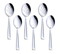 GoGeiLi Juego de servir de acero inoxidable, 3 cucharas grandes y 3 cucharas ranuradas, juego de catering de 9.5 pulgadas para fiestas, banquetes, bufés, apto para lavavajillas
