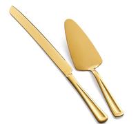 GoGeiLi Set de Cuchillo y Servidor de Pastel Dorado, Set de Corte de Pastel de Acero Inoxidable de 33cm, Elegante Set de Cortador de Pastel para Boda, Cumpleaños, Fiestas, Aniversario