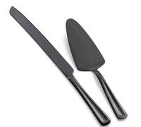 GoGeiLi Set de Cuchillo y Servidor de Pastel Negro, Set de Corte de Pastel de Acero Inoxidable de 33cm, Elegante Set de Cortador de Pastel para Boda, Cumpleaños, Fiestas, Aniversario