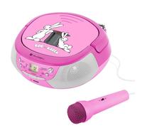 GOGEN - Reproductor de CD karaoke I Bluetooth I Port USB I Micrófono Karaoke I Toma de auriculares I Reproductor Karaoke I Rosa