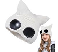 Goggle Beanie - Outdoor Knitted Goggles Beanie, 7.09 Inches Winter Knit Hat with Built-In Goggle Lenses, Warm Unisex Headwear for Skiing Hiking Walking, Winter Accessories for Outdoor Adventures