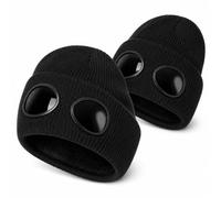 Goggle Knitted Beanie, Beanie With Goggles, Novelty Winter Hat (2PCS-A)