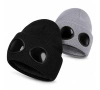 Goggle Knitted Beanie, Beanie With Goggles, Novelty Winter Hat (2PCS-D)