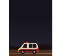 GOGH Paper Co. Police Car Notebook - Night Scene Minimal Illustration Journal: Aesthetic Vehicle Design Notebook for Writing, School and Notes | 8.5 x 11 | 112 Pages (Batch 002)