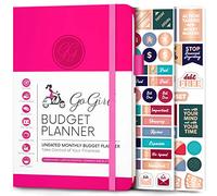 GoGirl - Planificador de presupuestos mensual, planificador financiero, libro de presupuestos, diario para controlar tu dinero, sin fecha - Inicio en cualquier momento, A5, dura 1 año - Rosa Caliente