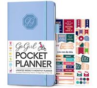 GoGirl Planificador y organizador para mujer, planificador semanal de bolsillo, diario de objetivos y agenda para gestión del tiempo y productividad. Sin fecha (azul claro)