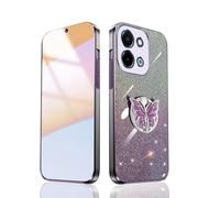 GOGME Brillante Funda para Vivo Y28 4G, Marco Galvanizado TPU Anti-arañazos Protectora Carcasa con Soporte de Mariposa. Púrpura