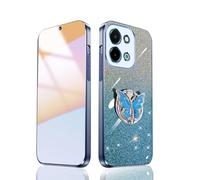 GOGME Brillante Funda para Vivo Y28 4G, Marco Galvanizado TPU Anti-arañazos Protectora Carcasa con Soporte de Mariposa. Azul