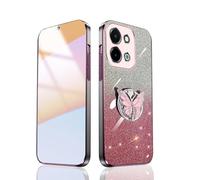 GOGME Brillante Funda para Vivo Y28 4G, Marco Galvanizado TPU Anti-arañazos Protectora Carcasa con Soporte de Mariposa. Rosa