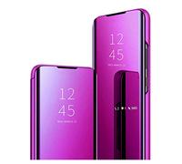 GOGME - Carcasa para Samsung Galaxy A52 4G/A52 5G/A52s 5G, Smart View Espejo Case Cuero Funda Flip Transparente Antihuellas Makeup Funda con función Stand. Violeta