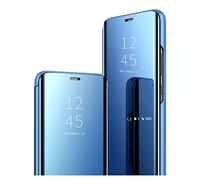 GOGME - Carcasa para Xiaomi Mi 11 Lite 5G / 4G / 11 Lite 5G NE, Smart View Espejo Case PC/PU Cuero Funda Flip Cover Translúcida Anti-Huellas Makeup Funda con función Stand. Azul