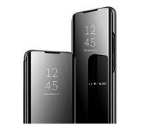GOGME - Carcasa para Xiaomi Mi 11 Lite 5G / 4G / 11 Lite 5G NE, Smart View Espejo Case PC/PU Cuero Funda Flip Cover Translúcida Anti-Huellas Makeup Funda con función Stand. Negro