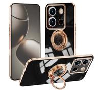 GOGME Enchapado Funda para Xiaomi Redmi Note 13 Pro+ Plus 5G con Soporte para Anillos, TPU Anti-arañazos Protectora Carcasa, Prueba de Caídas y Golpes. Negro