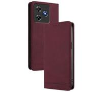 GOGME Funda Cartera de Cuero para Blackview Wave 8/Blackview Wave 8C - Carcasa con Cierre Magnético, Protección RFID, Tarjetero y Soporte Antigolpes - Rojo Vino