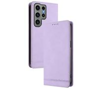 GOGME Funda Cartera de Cuero para Samsung Galaxy S23 Ultra - Carcasa con Cierre Magnético, Protección RFID, Tarjetero y Soporte Antigolpes - Lila Claro
