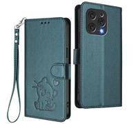 GOGME Funda Cartera para Doogee N55, Adorable Gatito Graphic Leather Carcasa con Cierre Magnético, Shockproof TPU Bumper & Soporte - Verde Oscuro