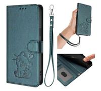 GOGME Funda Cartera para Doogee N60 Pro, Adorable Gatito Graphic Leather Carcasa con Cierre Magnético, Shockproof TPU Bumper & Soporte - Verde Oscuro