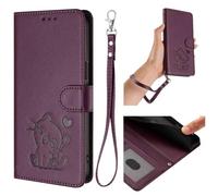 GOGME Funda Cartera para Oukitel C1 / C1 Pro, Adorable Gatito Graphic Leather Carcasa con Cierre Magnético, Shockproof TPU Bumper & Soporte - Púrpura Oscuro