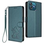 GOGME Funda Cartera para Oukitel C53, Adorable Gatito Graphic Leather Carcasa con Cierre Magnético, Shockproof TPU Bumper & Soporte - Verde Oscuro