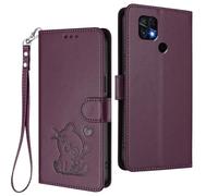 GOGME Funda Cartera para Xiaomi Redmi 10, Adorable Gatito Graphic Leather Carcasa con Cierre Magnético, Shockproof TPU Bumper & Soporte - Púrpura Oscuro
