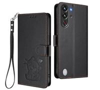 GOGME Funda Cartera para ZTE Nubia Red Magic 10 Pro/Magic 10 Pro+, Adorable Gatito Graphic Leather Carcasa con Cierre Magnético, Shockproof TPU Bumper & Soporte - Negro