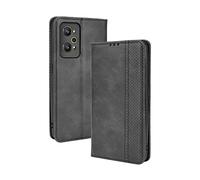GOGME Funda de Cuero para Realme GT 2 / GT Neo 2, Folio PU + TPU con Tapa, Protector Magnético, Ranuras para Tarjetas y Soporte Plegable, Negro
