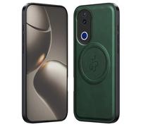 GOGME Funda de Lujo para Vivo V50 5G - Carcasa de Cuero con Anillo Magnético Incorporado (Compatibilidad con Accesorios MagSafe) - Verde